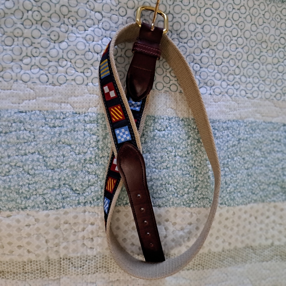 ⛵️ Sailor belt. Leather.  Solid Brass Buckle And Canvas.